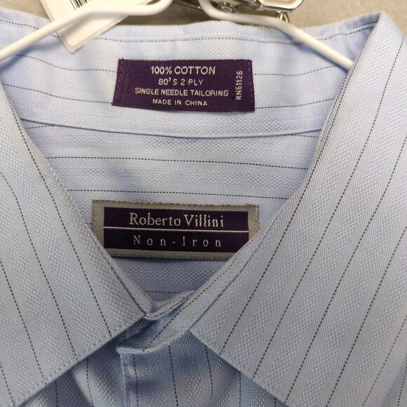 Coca-Cola Embroidered Roberto Villini Blue Dress Shirt Men's L 80's 2Ply No-Iron - Picture 3 of 10